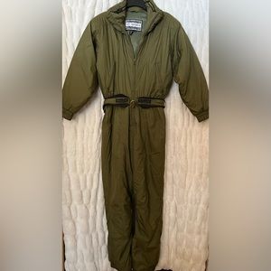 Cb Sports one piece ski suit. Olive Green, Size 10.